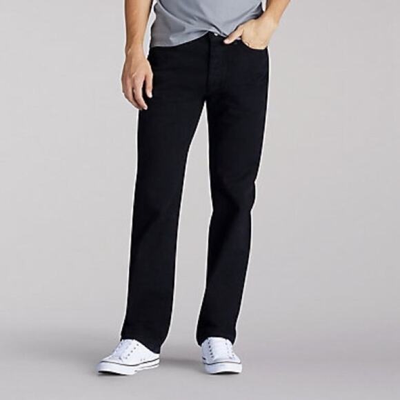 Lee Relaxed Fit Straight Leg Jeans Double Black Denim Mens Pants NWT - Picture 1 of 5